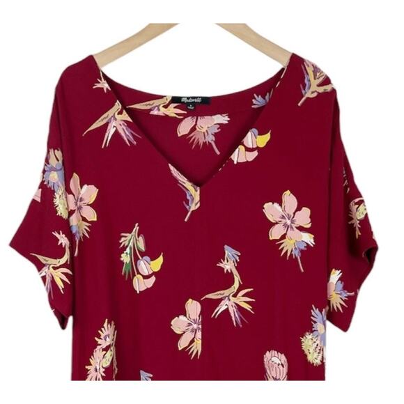 Madewell Novel Mini Shift Dress in Bird of Paradise Red Size Small - Picture 4 of 6